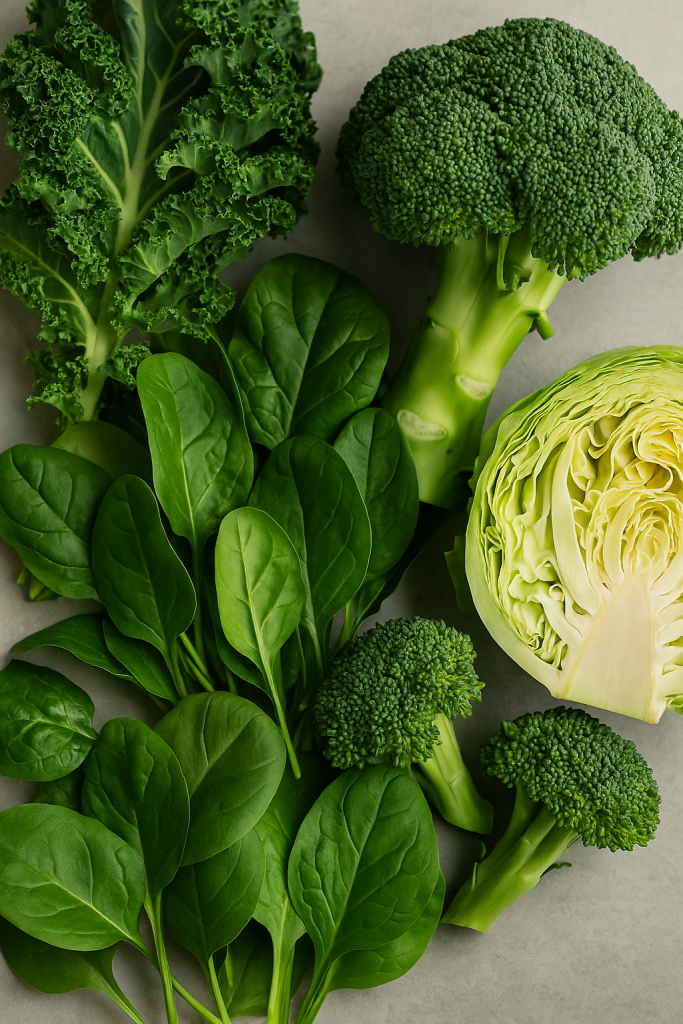 leafy greens and cruciferous vegetables