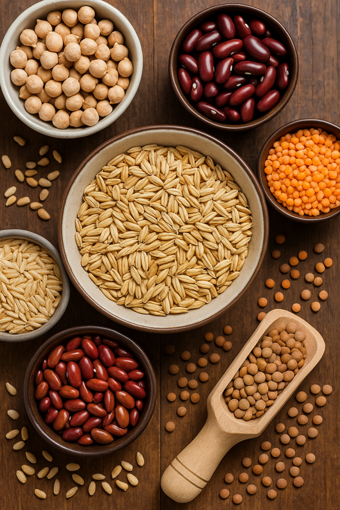 whole grains and legumes