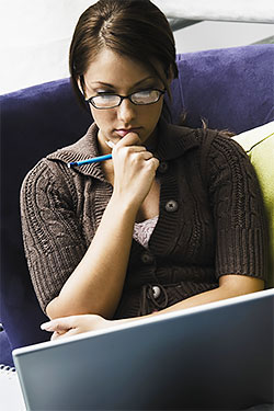 online student studying with laptop